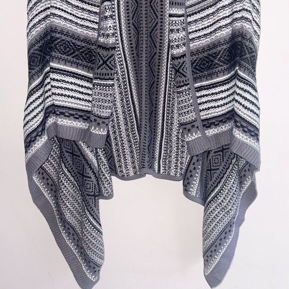 Westbound Boho Western Cardigan XL Womens Draped Sleeveless Striped Black White - Picture 5 of 9